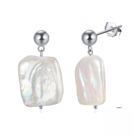 Cercei - Cercei Agatha din argint rodiat și perlă baroc – eleganță naturală și design sofisticat