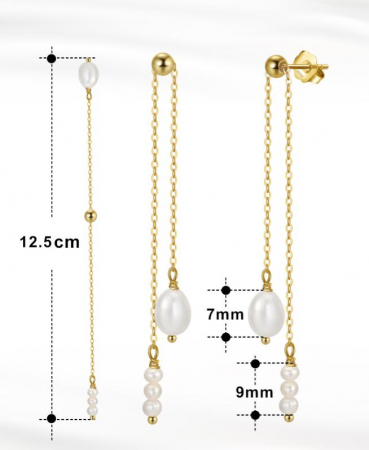 Cercei lungi din argint rodiat cu perle de cultura [3]