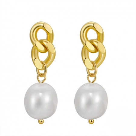 Cercei argint placat cu aur Cuban si perla