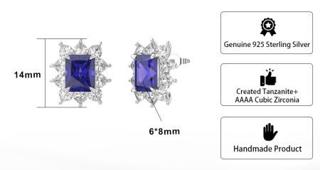 Cercei din argint 925 rodiat cu tanzanit și zirconii [1]