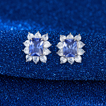 Cercei din argint 925 rodiat cu tanzanit și zirconii [2]