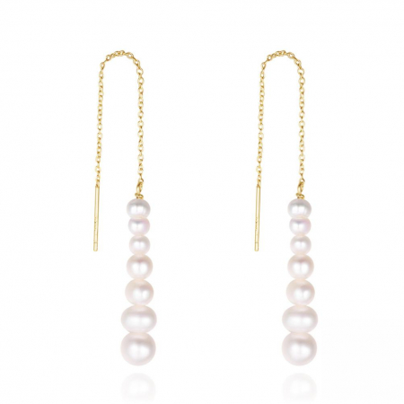 Cercei - Cercei Dua din argint placat cu aur și perle de cultură