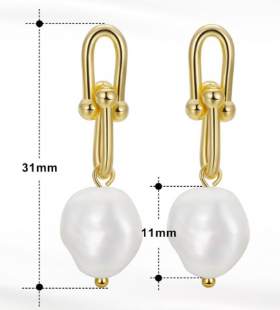 Cercei Link din argint placat cu aur 14k și perle de cultură [4]