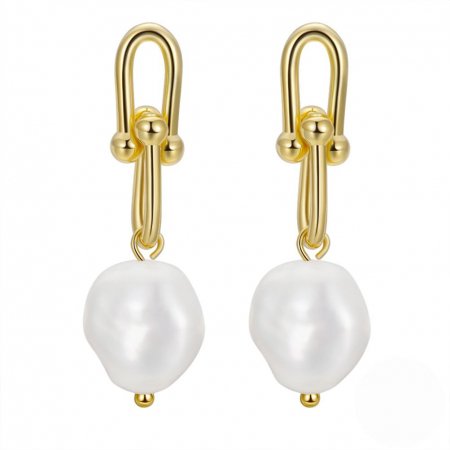 Cercei Link din argint placat cu aur 14k și perle de cultură