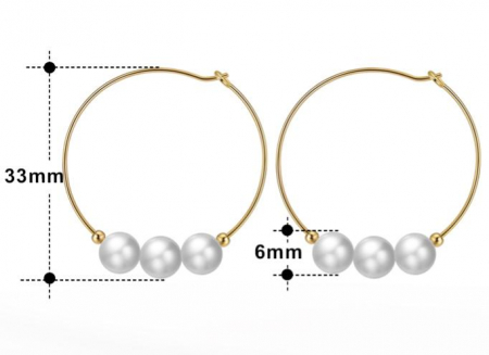 Cercei cercuri mari din argint placat cu aur 14k și perle de cultură – design elegant [3]