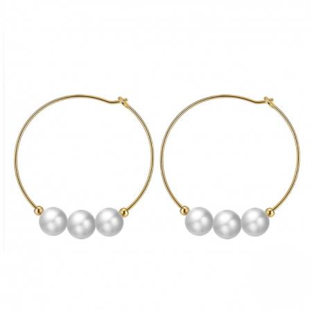 Cercei cercuri mari din argint placat cu aur 14k și perle de cultură – design elegant