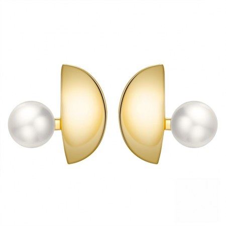 Cercei - Cercei Luce din argint placat cu aur de 14K și perlă de cultură – moderni și rafinati
