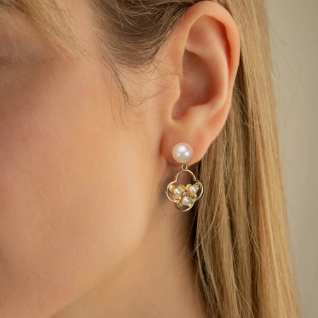 Cercei Lucky Clover din argint placat cu aur 14 karate și perle de cultură [2]