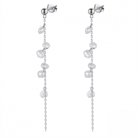 Cercei Silver Cascade din argint placat cu rodiu și perle de cultură – un accent jucăuș de eleganț