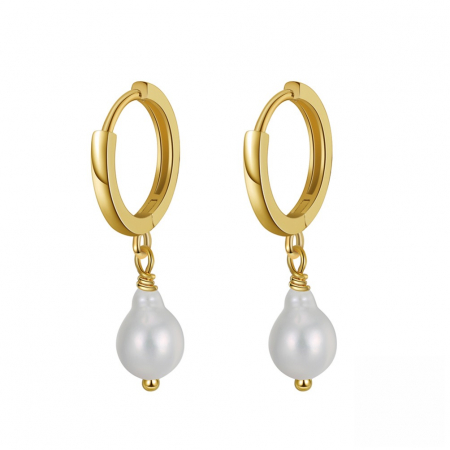 Cercei Teardrop argint aurit si perla de cultura