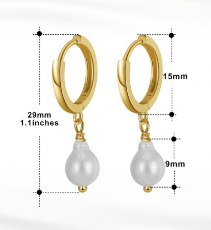 Cercei Teardrop argint aurit si perla de cultura [3]