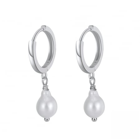 Cercei Teardrop argint rodiat si perla de cultura