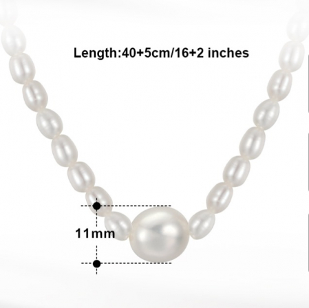 Colier cu perle de cultura bob de orez si perla centrala [4]