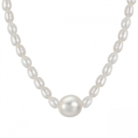 Coliere - Colier cu perle de cultura bob de orez si perla centrala