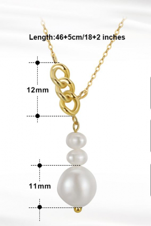 Colier Cuban din argint placat cu aur 14K și perle de cultură – eleganță modernă [3]