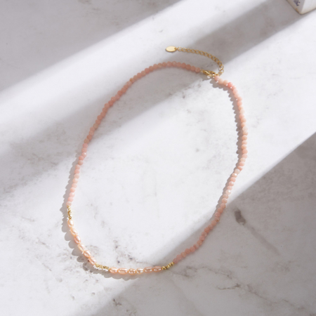 Colier argint cu perle de cultură roz si opal natural roz [3]