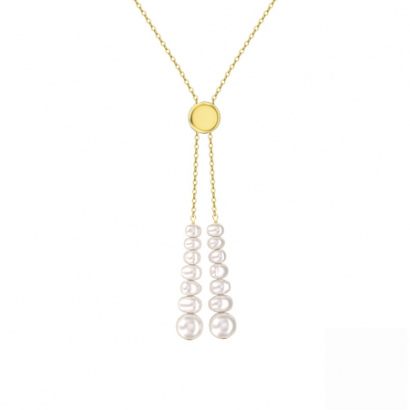 Colier Dua din argint placat cu aur 14K cu perle de cultură – elegant și rafinat