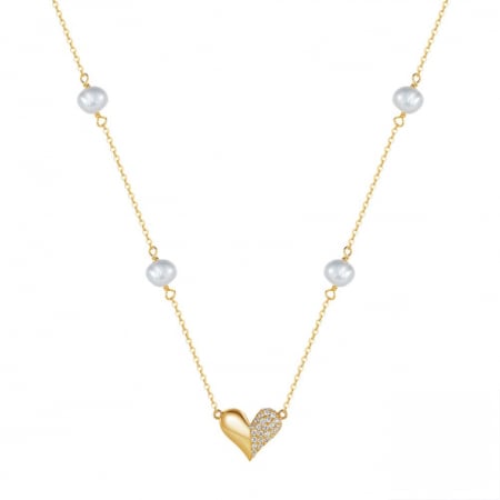 Coliere - Colier Heart Me perle de cultura cu inima - simbol al iubirii