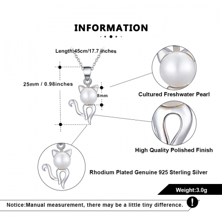 Colier din argint rodiat cu pandantiv în formă de pisică și perlă de cultură – perfect pentru iubitoarele de pisici [5]