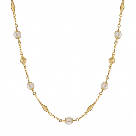 Colier Pearl & Shine din argint placat cu aur si perle de cultura