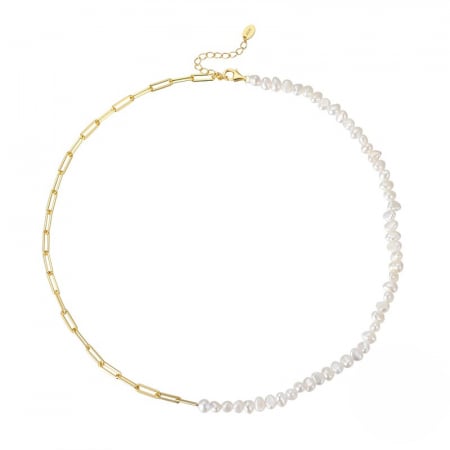 Colier Teen Gold din argint placat cu aur de 14K și perle de cultură – modern și fresh