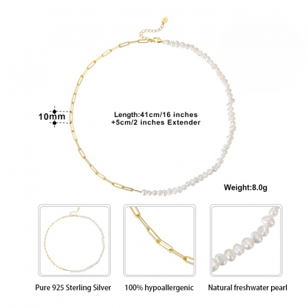 Colier Teen Gold din argint placat cu aur de 14K și perle de cultură – modern și fresh [1]