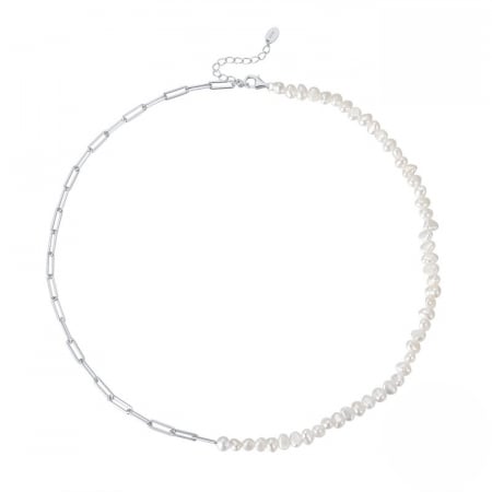 Colier Teen Rhodium din argint placat cu aur de 14K și perle de cultură – modern și fresh