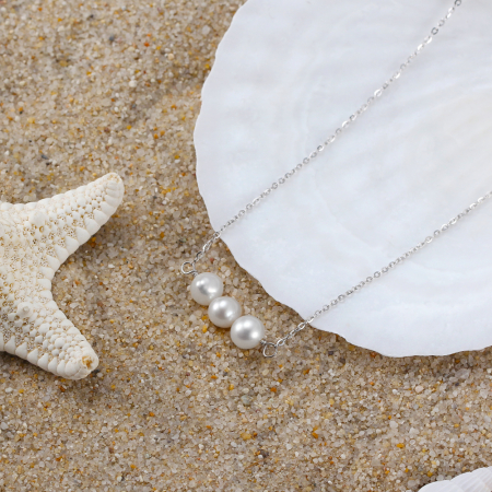 Colier Timeless Charm Silver din argint 925 placat cu rodiu și perle de cultură – eleganță simplă și rafinată [1]