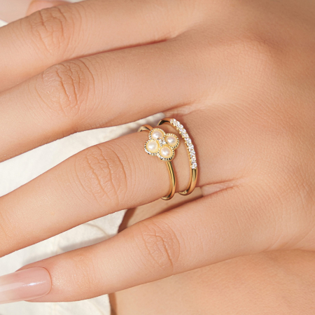 Inel din argint placat cu aur 14K cu perle de cultură [1]