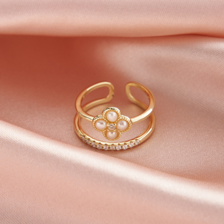 Inel din argint placat cu aur 14K cu perle de cultură [3]
