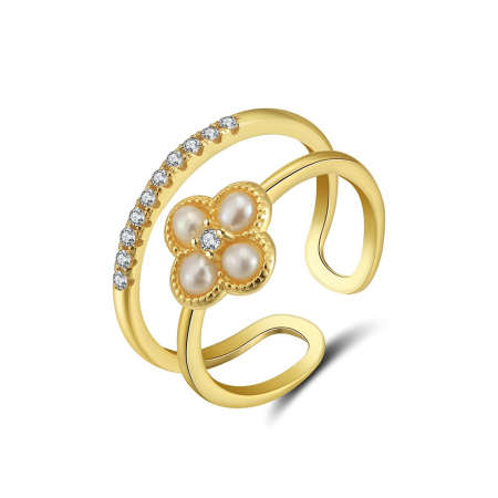 Inel din argint placat cu aur 14K cu perle de cultură [6]