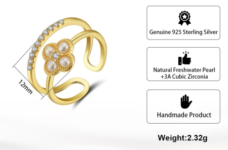 Inel din argint placat cu aur 14K cu perle de cultură [7]