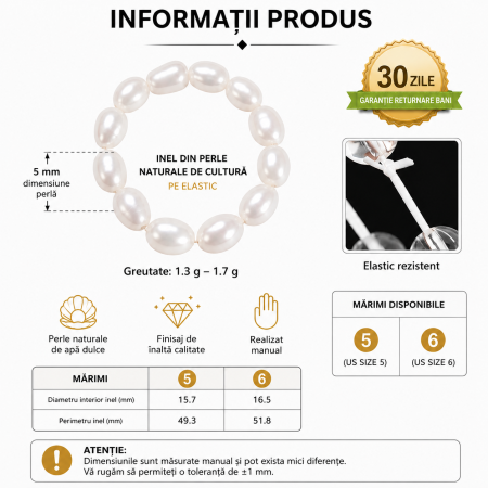 Inel elastic cu perle naturale de cultură – design minimalist și elegant [1]