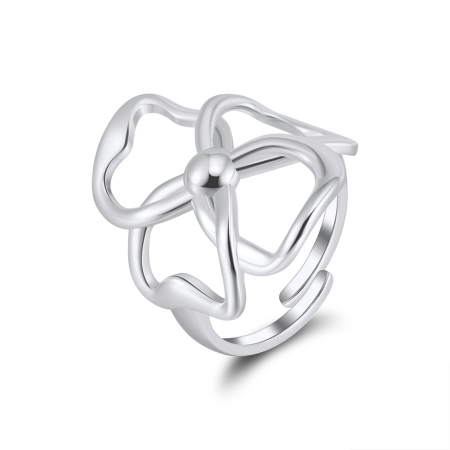 Inele - Inel reglabil din argint 925 rodiat Flower – Design floral