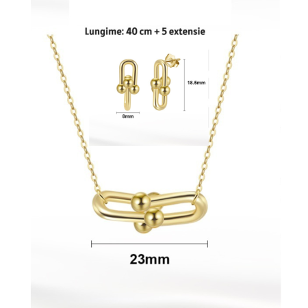 Set din argint aurit model Link cu colier și cercei