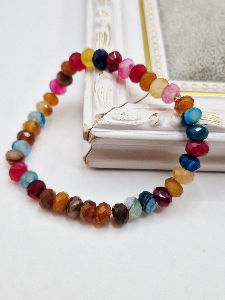 Bratara elastica realizata din Agata multicolora rondele. Lungime 17cm. Agata 6x4mm. [1]