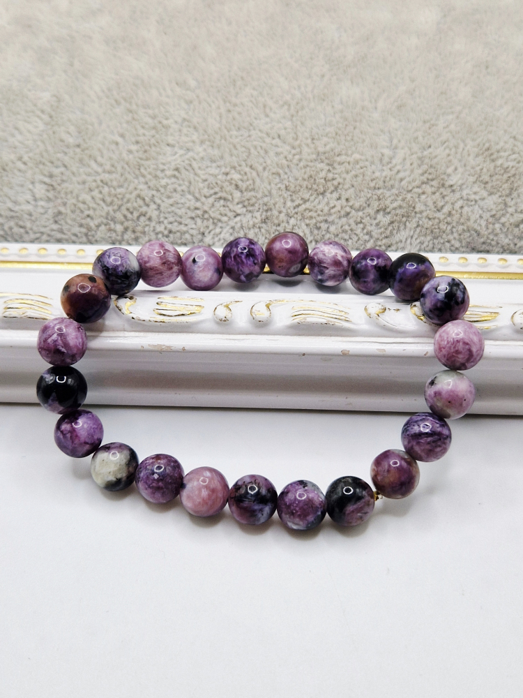 Bratara elastica din rodonit mov. Lungime 18cm. Sfera 7.5mm. [3]