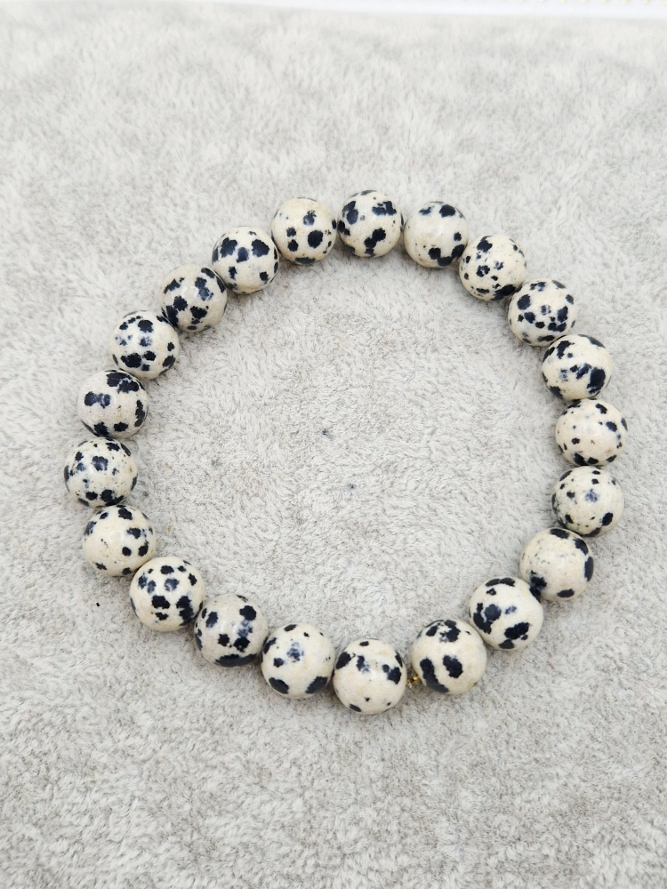 Bratara elastica realizata din jasp dalmatian. Lungime 18cm. ​​​​​​​Sfera 8mm. [2]