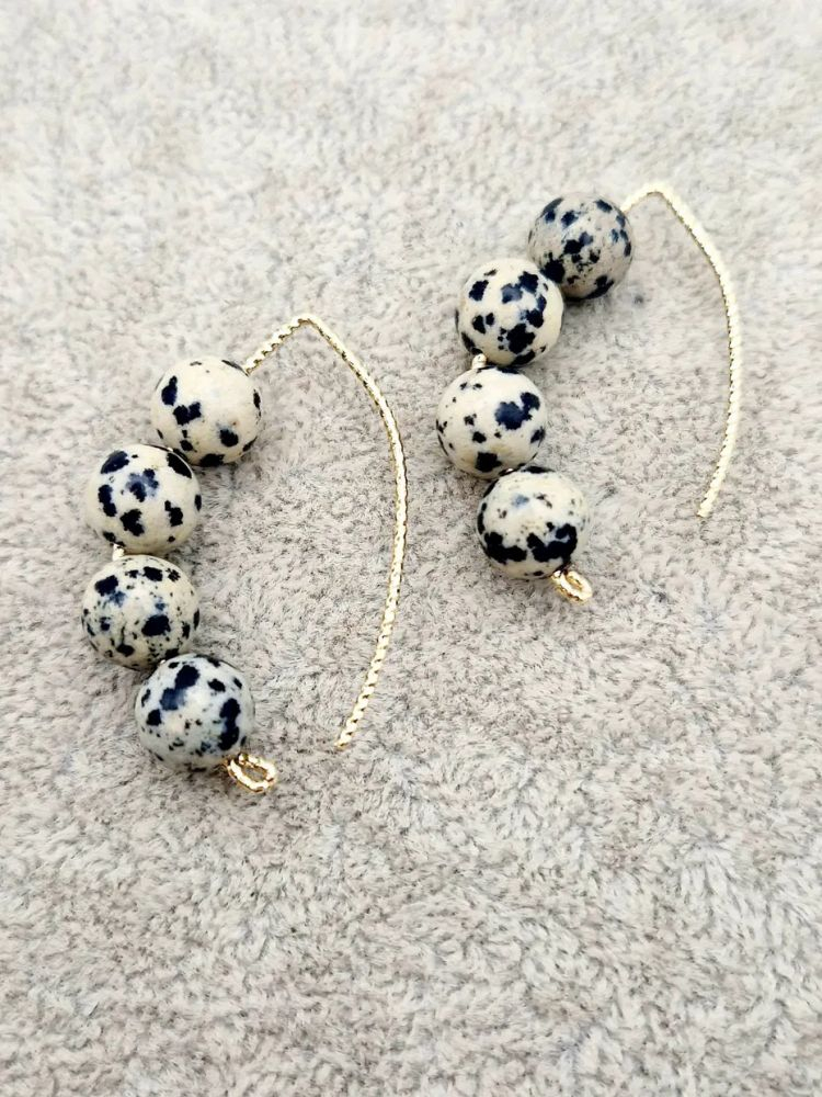 Cercei jasp dalmatian și aur [4]