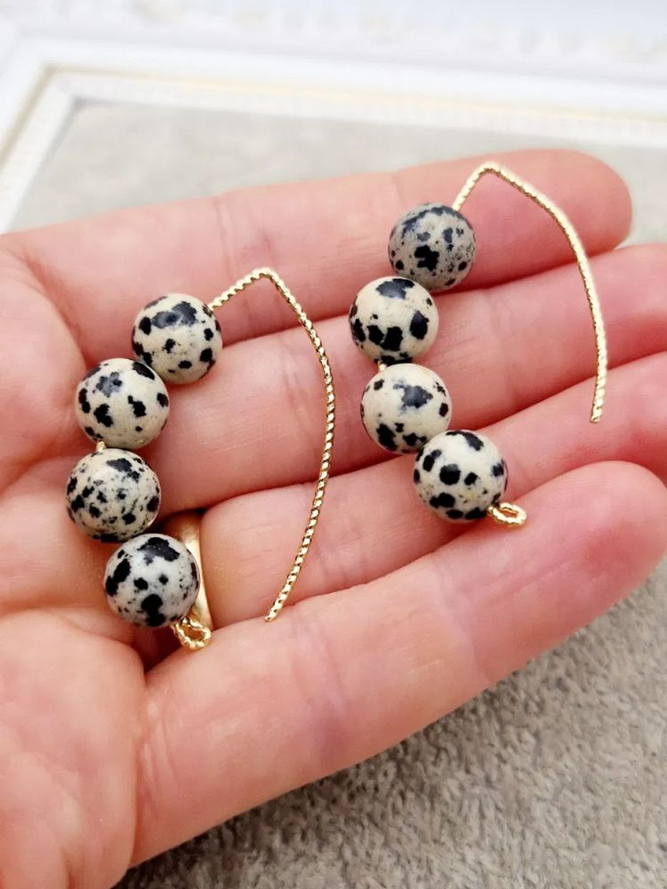 Cercei jasp dalmatian și aur [3]