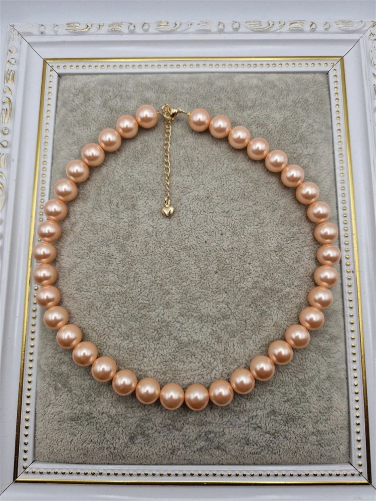 Colier din perle Mallorca | Roz somon [4]