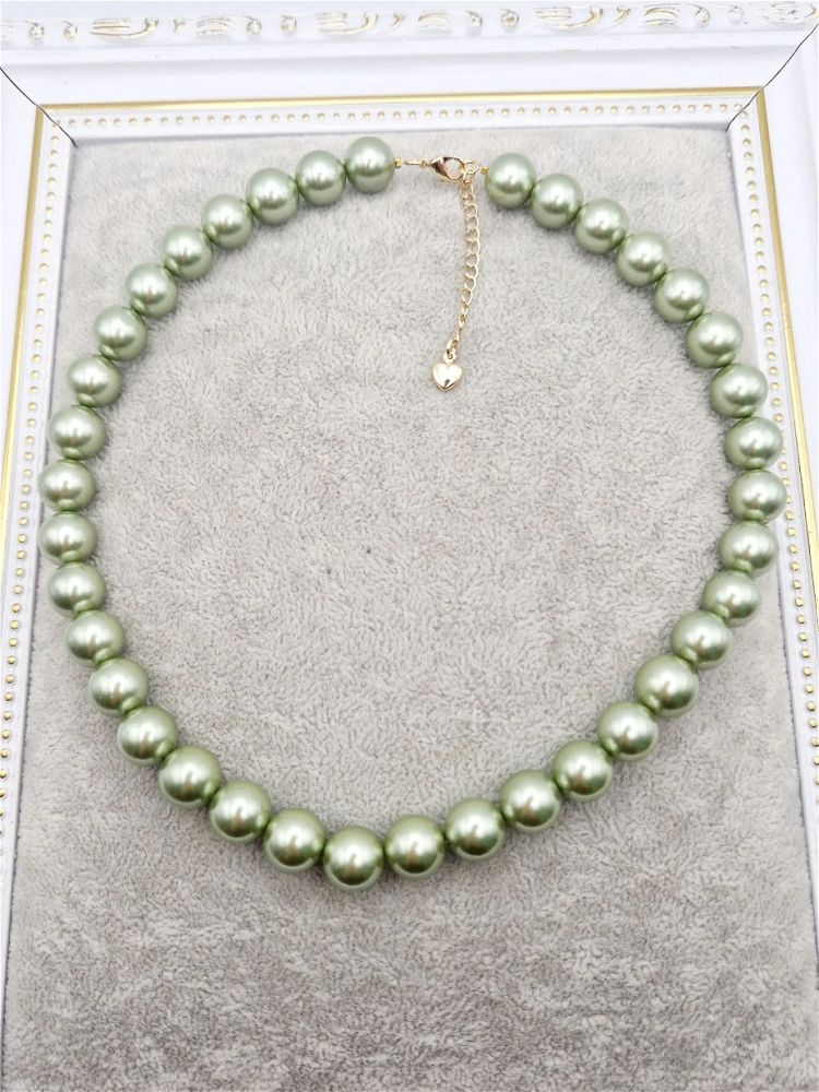 Colier | Perle tip Mallorca | Verde | Aur [3]