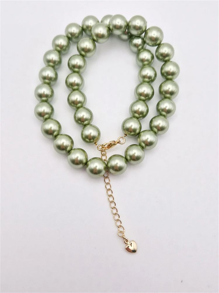 Colier | Perle tip Mallorca | Verde | Aur [4]