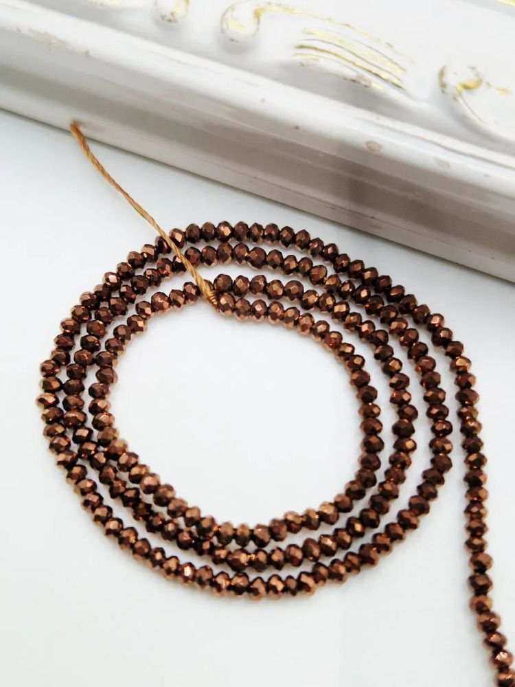 Cristale 2mm maro - șirag scurt 18cm [1]