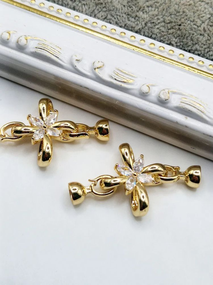 Închizătoare cubic zirconia floare 40mm - 1buc [2]