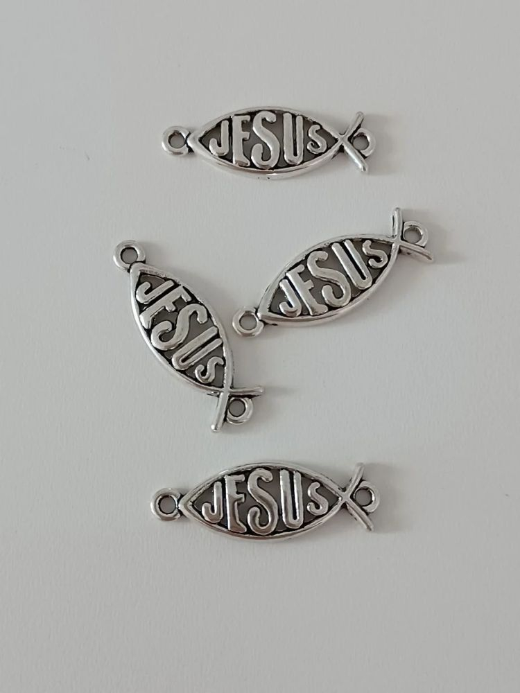 Link Jesus, argintiu 27x10mm - 1 buc [2]