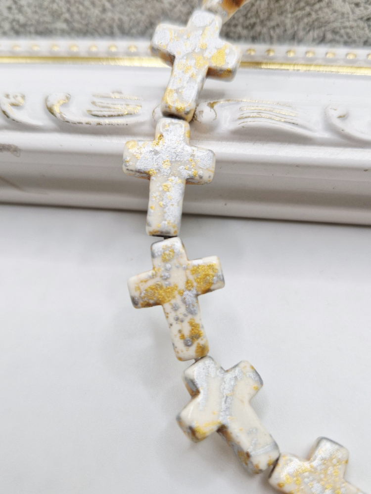 Magnezit sub forma de cruce 15x11.5mm, culori: auriu, argntiu. [2]