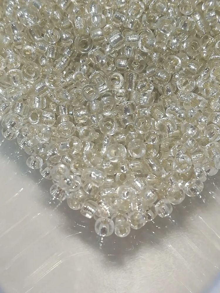 Mărgele de nisip, argintiu cu foiță, 2mm [1]