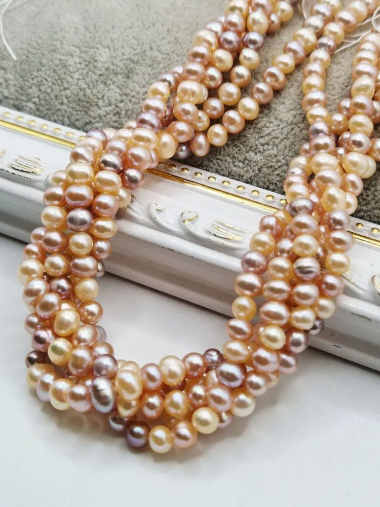 Perle mix de roz somon si lila, 5x4.5mm - 1 buc [1]
