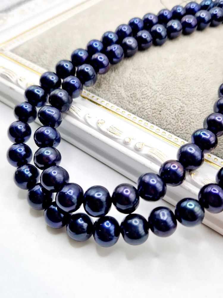 Perle negre bleumarin 10x11mm - 1 buc [1]